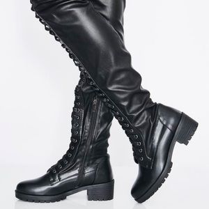 Brand New Azalea Wang Thigh High Combat Boots